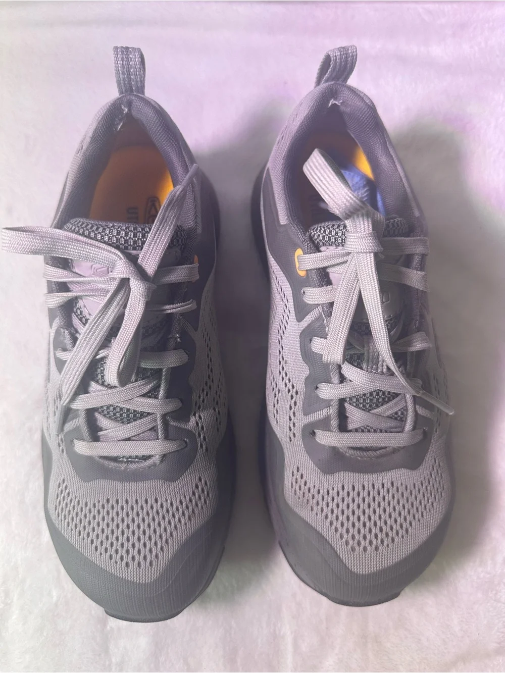 Keen Gray Mesh Athletic Sneaker with Orange Accent